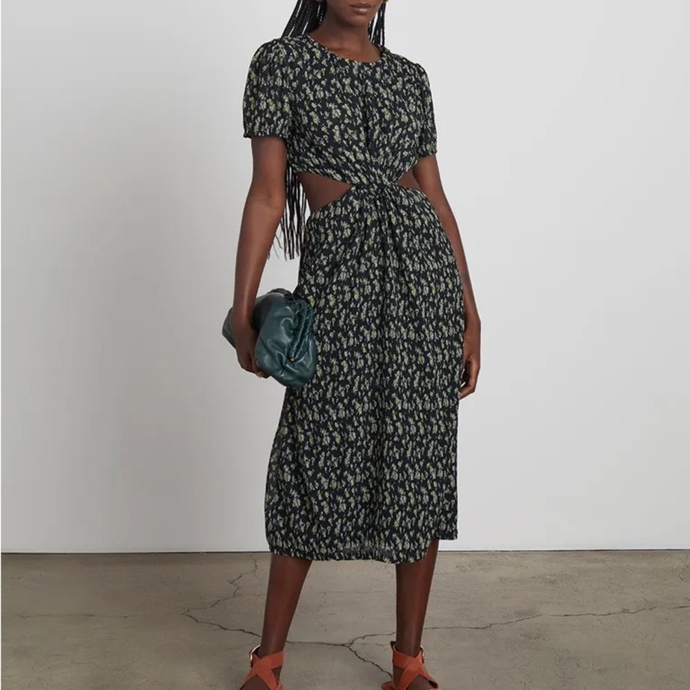 NWT! Drew Plisse Cut-Out Twist Front Dress in Ditsy Floral